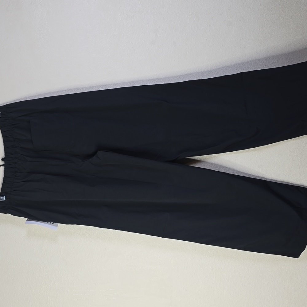 Athleta Drift Poplin Pants Black Back Elastic Waist Wide Leg Drawstring Size M. - Picture 10 of 12
